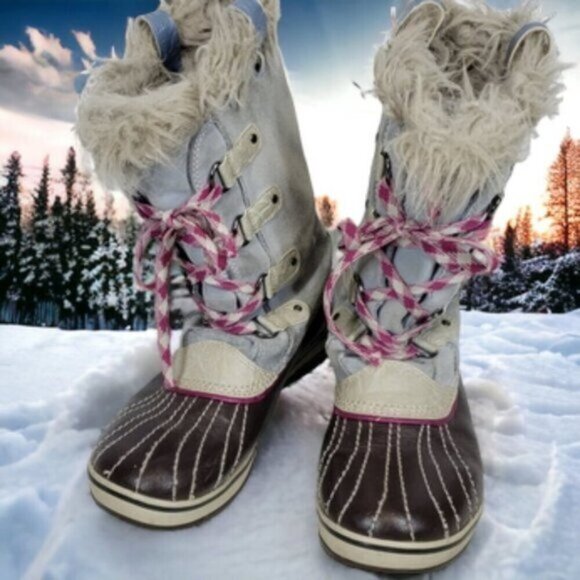 Sorel Joan of Arctic Blue Leather Waterproof Snow Winter Boots Size 7 Wo… - Picture 2 of 15